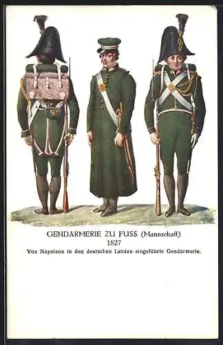 AK 75 Jahre Österr. Gendarmerie 1849 - 1924, Gendarmerie zu Fuss, 1827