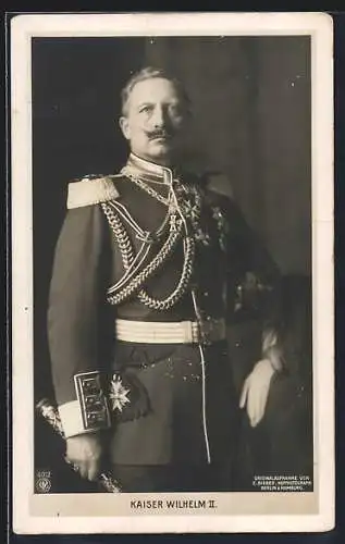 AK Kaiser Wilhelm II. in Galauniform mit Feldherrnstab