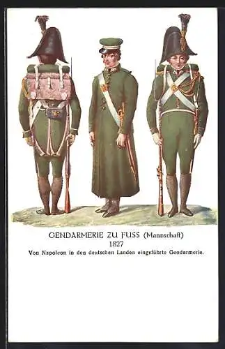 AK 75 Jahre Österr. Gendarmerie 1849 - 1924, Gendarmerie zu Fuss, 1827