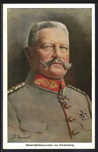 AK Generalfeldmarschall von Hindenburg, Portrait mit Eisernem Kreuz