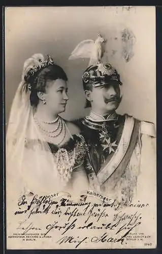 AK Porträtbild des Kaiserpaares Auguste Victoria & Wilhelm II.