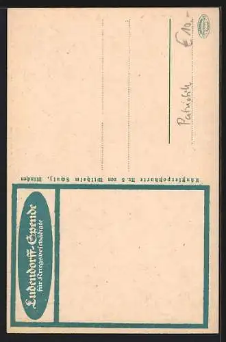 AK Kriegsanleihe, Ludendorffspende für Kriegsbeschädigte, Dame sammelt Geld für verwundete Soldaten