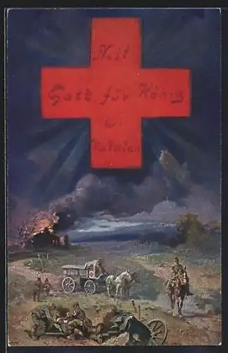 AK Rotes Kreuz, Sanitäter versorgen Verwundete auf dem Schlachtfeld