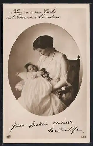 AK Kronprinzessin Cecilie mit Töchterchen Prinzessin Alexandrine