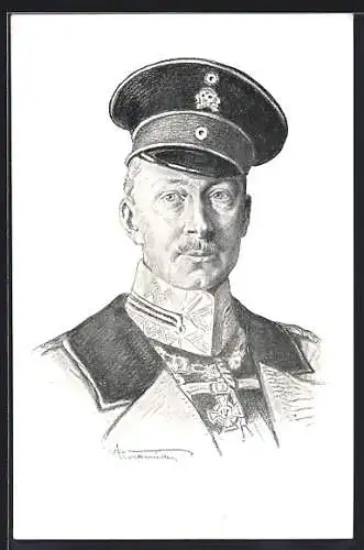 AK Kronprinz Wilhelm von Preussen mit Schirmmütze und Orden