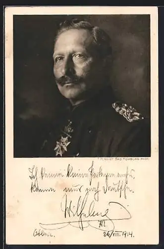 AK Kaiser Wilhelm II. mit Orden und Uniform, Portrait