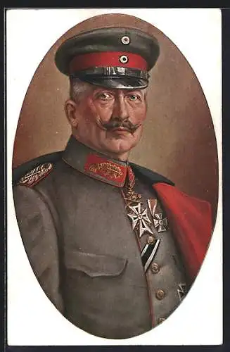 Künstler-AK Portrait von Kaiser Wilhelm II. in Uniform mit Schirmmütze