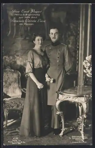 AK Prinz Ernst August von Braunschweig in Uniform mit Prinzessin Victoria Luise von Preussen