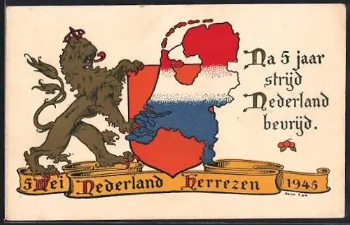 AK Smei Nederland Herrezen 1945