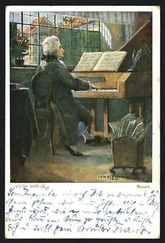 Künstler-AK Mozart spielt am Klavier