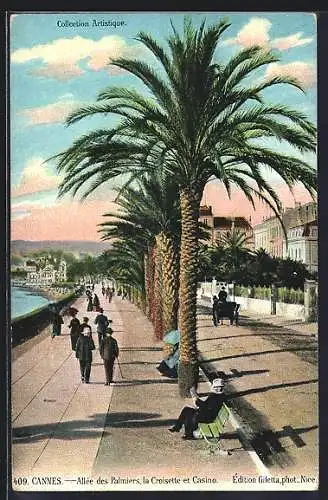 AK Cannes, Allée des Palmiers, la Croisette et Casino