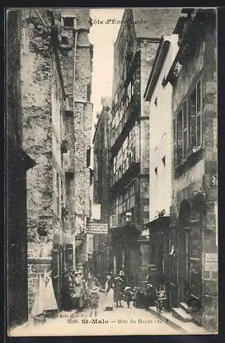 AK Saint-Malo, Rue du Boyer, Kinder und Geschäfte