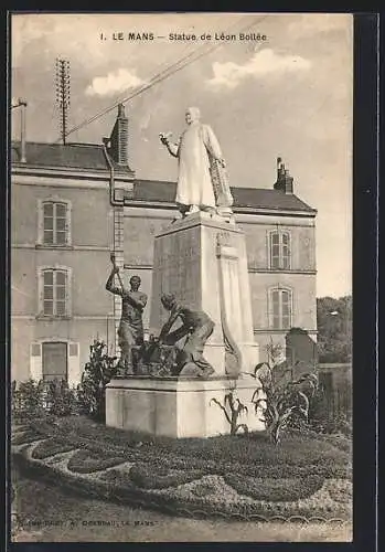 AK Le-Mans, statue de Léon Bollée