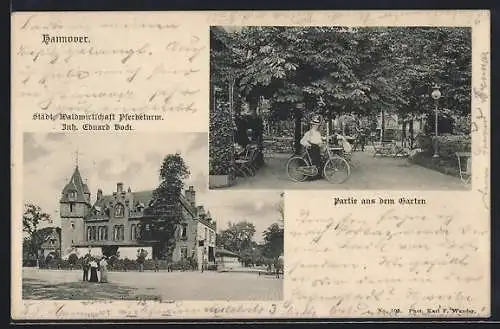 AK Hannover, Städtischer Gasthof Pferdeturm v. Eduard Bock, mit Garten