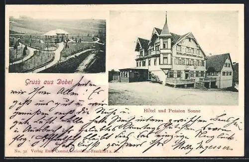 AK Dobel /Schwarzwald, Hotel und Pension Sonne, Pavillon