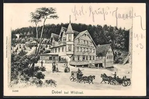 AK Dobel /Schwarzwald, Hotel und Pension Sonne, Kutschen