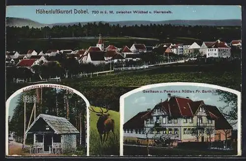 AK Dobel /Schwarzwald, Gasthaus und Pension zum Rössle, Schutzhütte an der Herrenalberstrasse