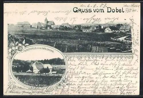 AK Dobel /Schwarzwald, Gasthaus zum Waldhorn, Ortsansicht