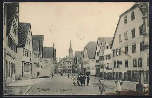 AK Aalen, Strasse am Marktplatz mit Dampffärberei Fr. Auchter