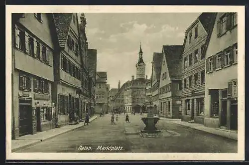 AK Aalen, Geschäfte am Marktplatz, Strassenblick