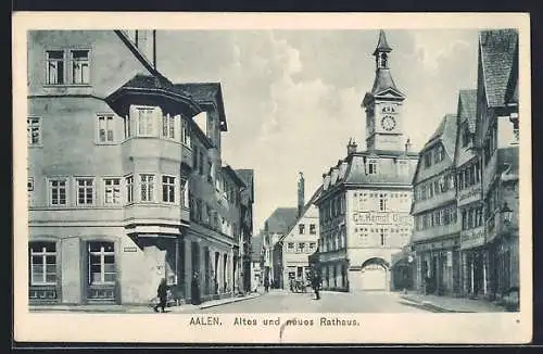 AK Aalen, Strasse am Markt, Altes und neues Rathaus