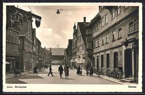 AK Aalen /Württ., Strasse am Marktplatz mit Heimat- & Schubart-Museum