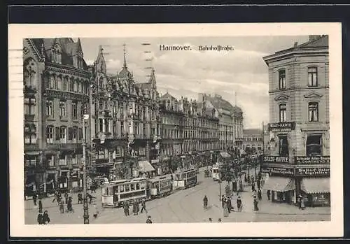 AK Hannover, Bahnhofstrasse, Strassenbahn