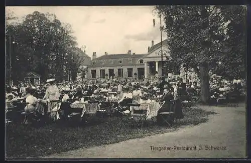 AK Hannover, Tiergarten-Restaurant von J. Schwarze, Gäste auf der Terrasse