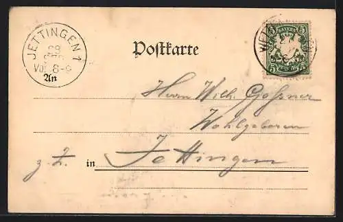 AK Wettenhausen, Kloster mit Denkmal und Versammlung, Ortsansicht