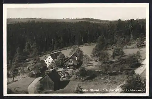 AK Grünhütte /Wildbad, Gesamtansicht mit Strasse aus der Vogelschau