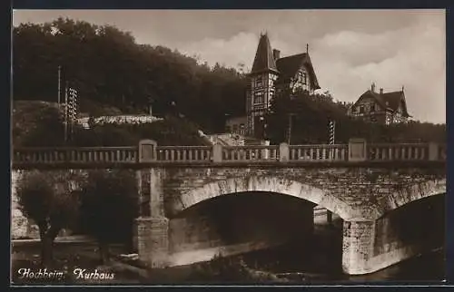 AK Hochheim /Erfurt, Kurhaus, von der Brücke gesehen