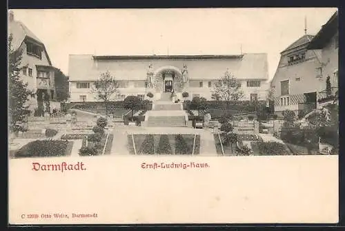 AK Darmstadt, Ernst-Ludwig-Haus, Gartenansicht