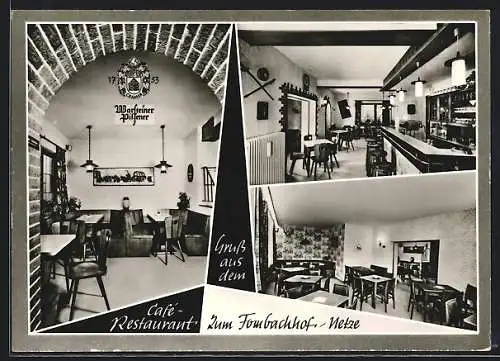 AK Netze /Waldeck, Café-Restaurant Zum Fombachhof v. R. Pscherer, Innenansichten