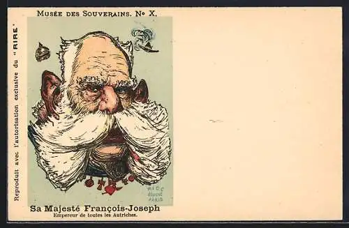 Künstler-AK Kaiser Franz Josef I. von Österreich als Karikatur