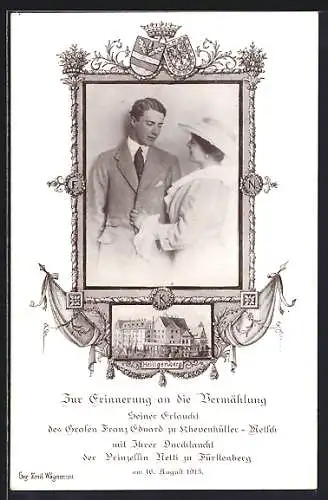 AK Heiligenberg / Baden, Vermählung von Graf Franz Eduard zu Khevenhüller-Metsch mit Prinzessin Netti zu Fürstenberg