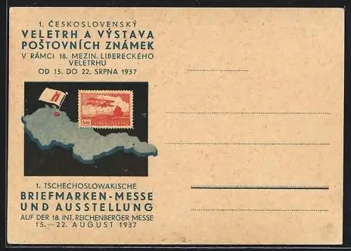 AK Reichenberg, 1. Tschechoslowakische Briefmarken-Ausstellung 1937
