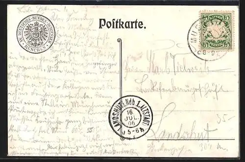 Künstler-AK München, 15. Deutsches Bundesschiessen 1906