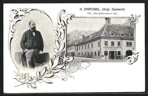 AK Wien, Gasthaus zur Stadt München, Mariahilferstrasse 102, Eigentümer H. Ohrfandl