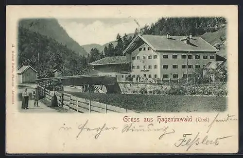 AK Achenkirch, Gasthaus Hagenimwald an der Brücke