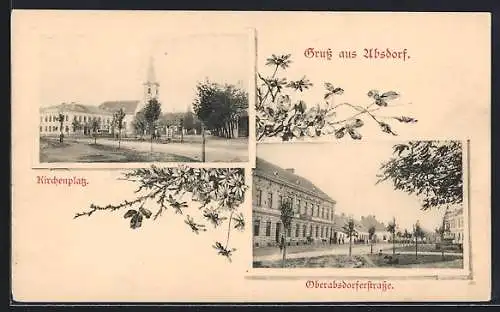 AK Absdorf, Kirchenplatz und Oberabsdorferstrasse