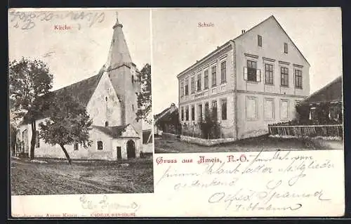 AK Staatz /N.-Ö., Ameis, Kirche und Schule