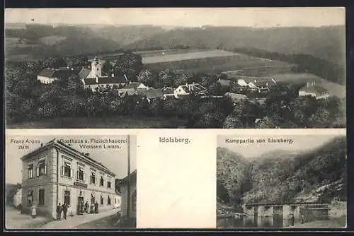 AK Idolsberg, Gasthaus und Fleischhauerei zum Weissen Lamm, Bes. Franz Arons, Kamppartie von Idolsberg