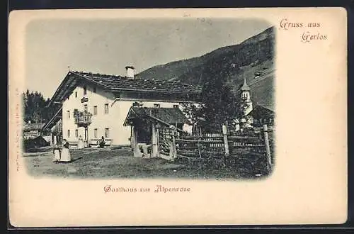 AK Gerlos, Strassenpartie am Gasthaus zur Alpenrose