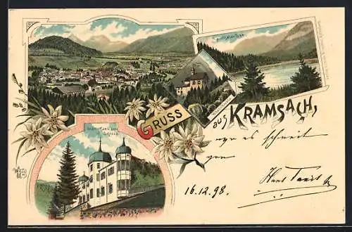 Lithographie Kramsach, Ortsansicht mit Geiger`s Gasthaus