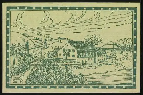 Notgeld Steyregg 1920, 40 Heller, Gutschein mit Landschaftsmotiv und Unterschriften der Bürgermeister