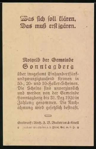 Notgeld Sonntagberg 1920, 10 Heller, Industrielandschaft und Flussansicht