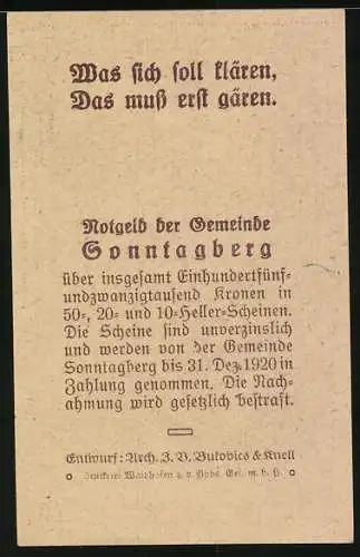 Notgeld Sonntagberg 1920, 10 Heller, Landschaft mit Fabrik und Fluss