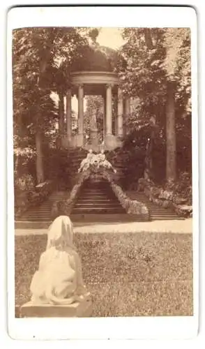 4 Fotografien L. Meder, Heidelberg, Ansicht Schwetzingen, Apollotempel im Schlosspark Schwetzingen, Pavillion, Statuen