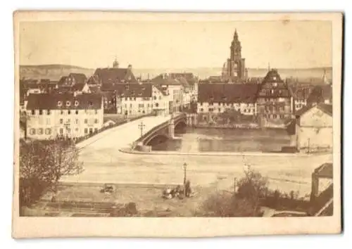 Fotografie unbekannter Fotograf, Ansicht Heilbronn, Uferpartie mit Brücke & Kilianskirche