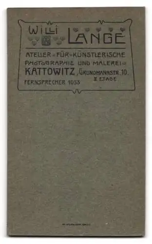 Fotografie Willi Lange, Kattowitz, Grundmannstrasse 10, Porträt einer jungen Frau